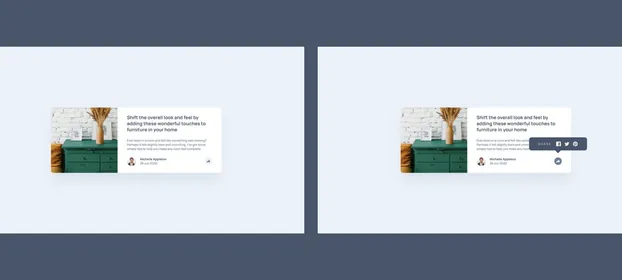 The Article Preview Card, beside the same card with its share panel open