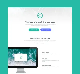 The Clipboard landing page, with its paired download buttons