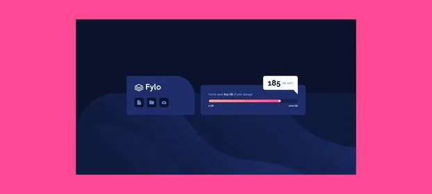 The Fylo storage card, with its 185 GB left callout