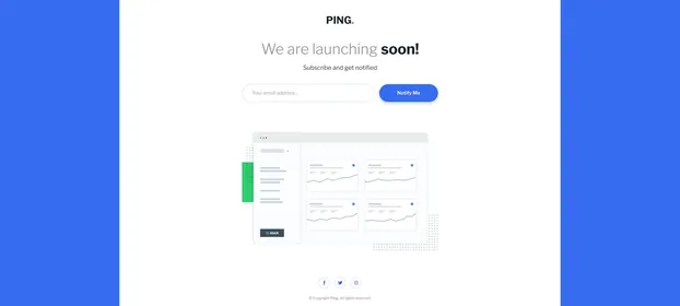 The Ping coming-soon page, with its email signup