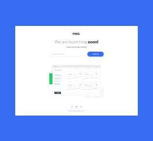 The Ping coming-soon page, with its email signup