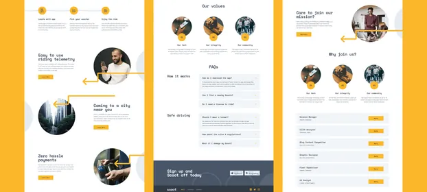 The Scoot site, with its home page beside the roles on its careers page