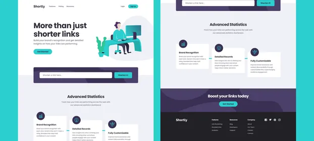 The Shortly landing page, with its link shortening form